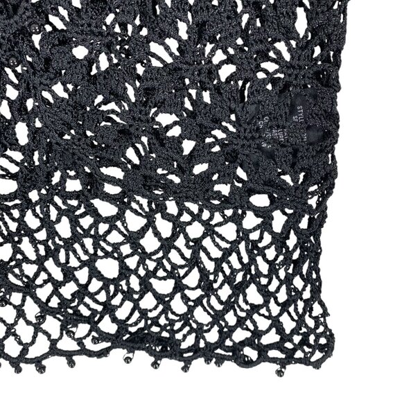 Boho Crochet Mesh Tie Up Top/Cardigan black, shrug or bolero punk, goth sz sm - Picture 10 of 13